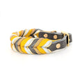 Load image into Gallery viewer, Leder Hundehalsband Golden Mist in Grau und warmen Gelbtönen – handgemacht von LucyLu Design®