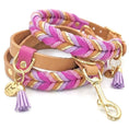Bild in Galerie-Betrachter laden, Leder-Set Sundown – Leder Hundehalsband und Leder Hundeleine in warmen Sommerfarben – handgemacht von LucyLu Design®