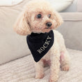 Bild in Galerie-Betrachter laden, Strick-Bandana Midnight – handgefertigtes Hundebandana aus Wolle, personalisierbar mit Namen