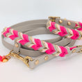 Bild in Galerie-Betrachter laden, BioThane Set Mila – Taupe & Pink Diamonds, Halsband & Leine