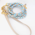 Bild in Galerie-Betrachter laden, Calma Blue Water Hundeleine aus Paracord mit BioThane®-Kurzführer, handgemacht