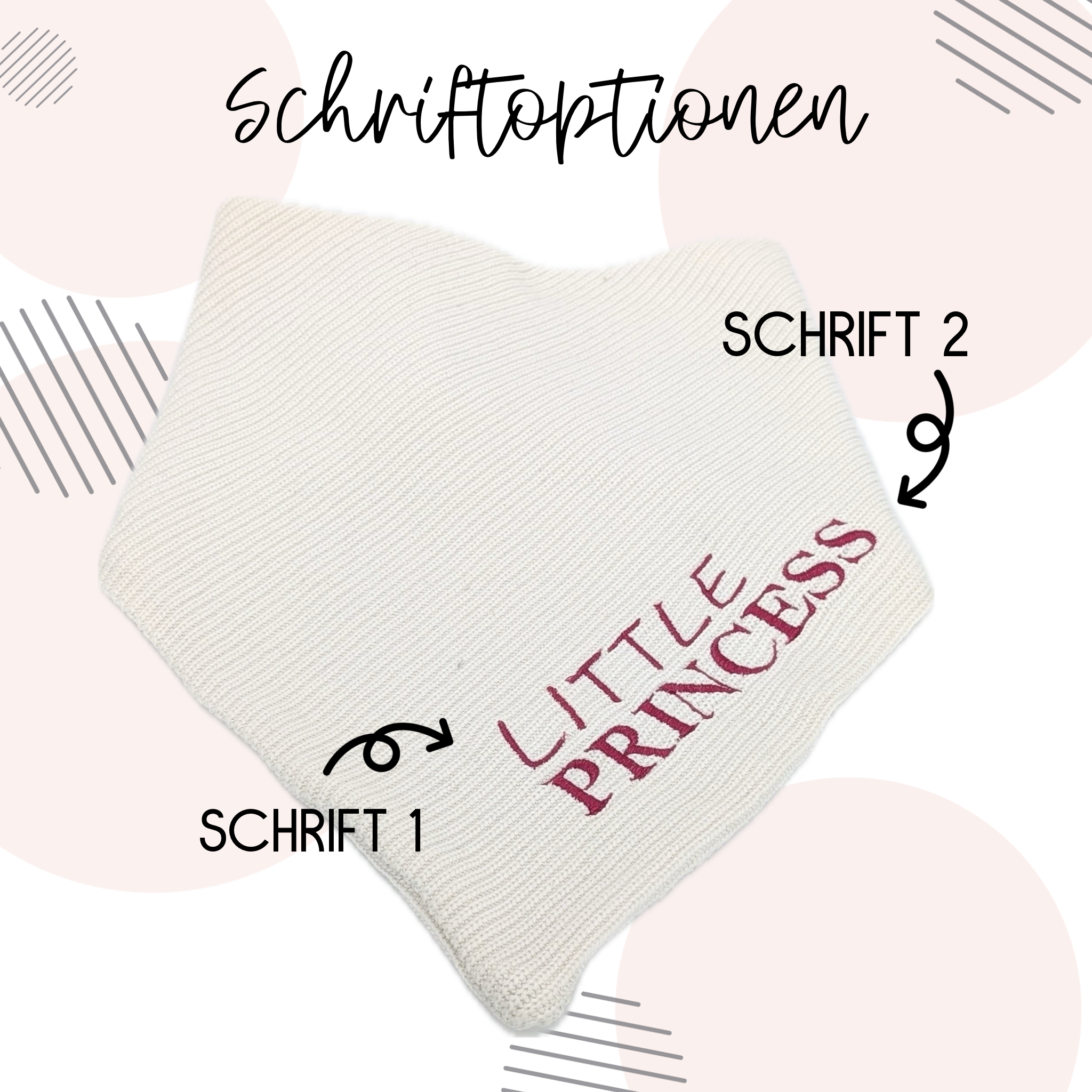 Strick-Bandana Snow – handgefertigtes Hundebandana in Cremeweiß, personalisierbar mit Namen