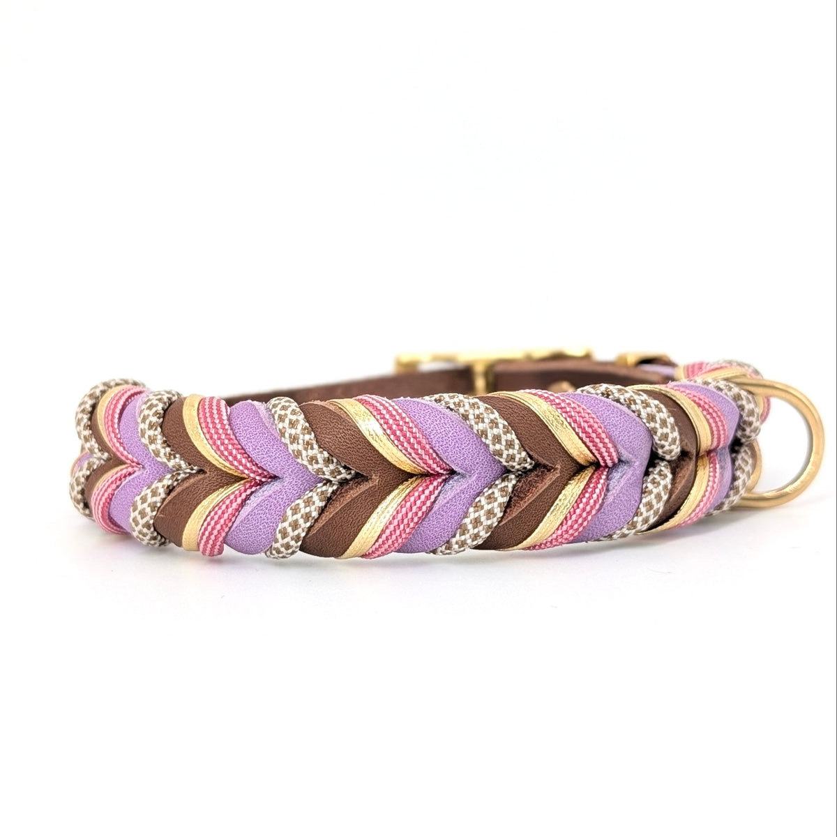 Leder Hundehalsband Velvet in warmen Braun- und sanften Herbsttönen – handgemacht von LucyLu Design®