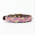 Load image into Gallery viewer, Calma Velvet Hundehalsband aus geflochtenem Paracord in harmonischen Lilatönen – handgemachtes Halsband für Herbst und Winter.
