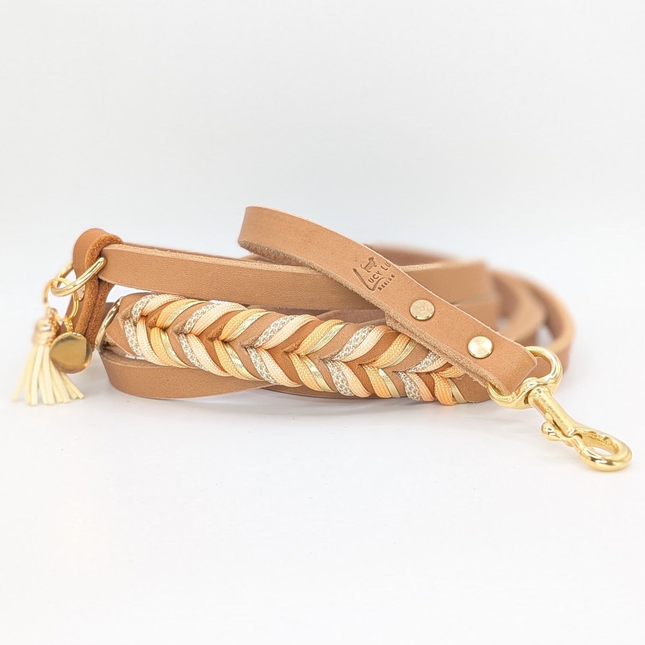 Leder Hundeleine Peanut aus Leder in natürlicher Farbwelt – handgemacht von LucyLu Design®