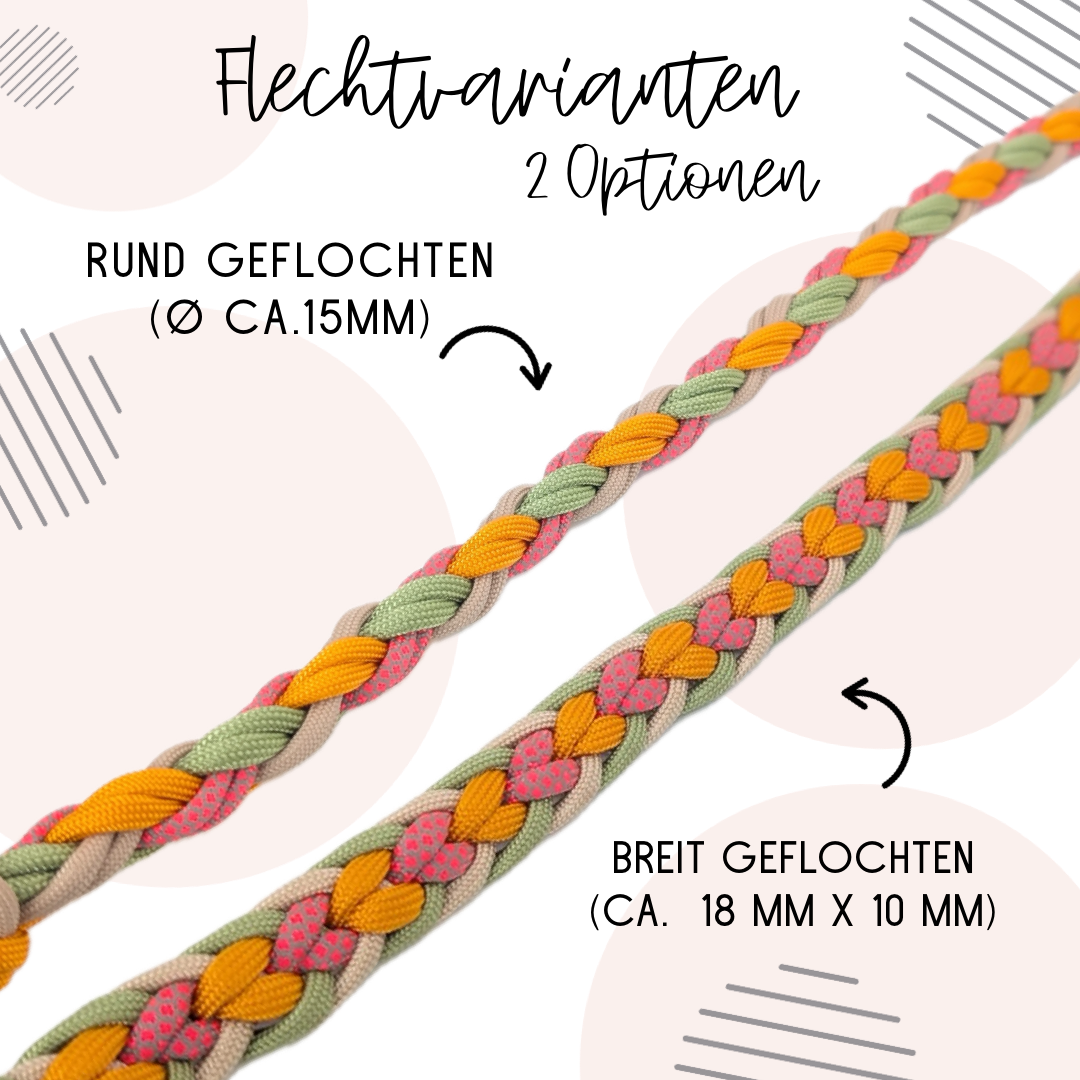 Calma Girly – Geflochtene Paracord-Hundeleine mit optionalem Kurzführer