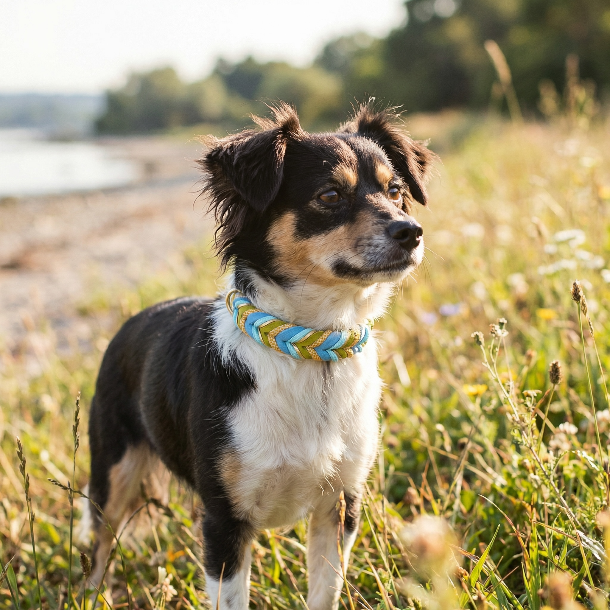 Leder Hundehalsband „Breeze“ – handgemacht & frühlingsfrisch