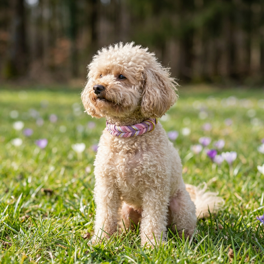 Leder Hundehalsband Blush aus Leder in sanfter Frühlingsfarbwelt – handgemacht von LucyLu Design®