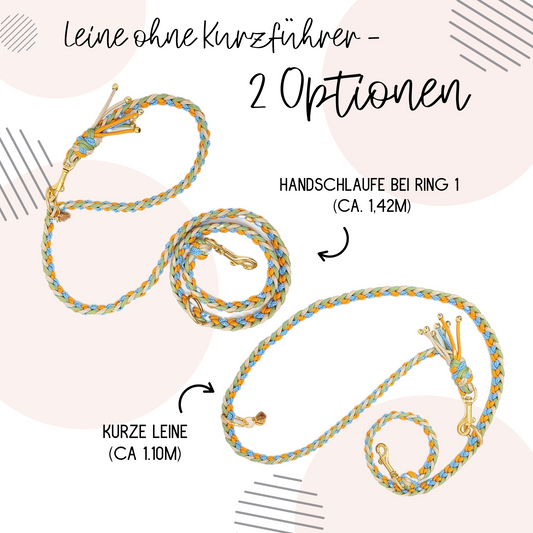 Paracord Hundeleine, geflochtene Hundeleine, Hundeleine mit Kurzführer, verstellbare Hundeleine, handgemachte Hundeleine, Calma Kollektion