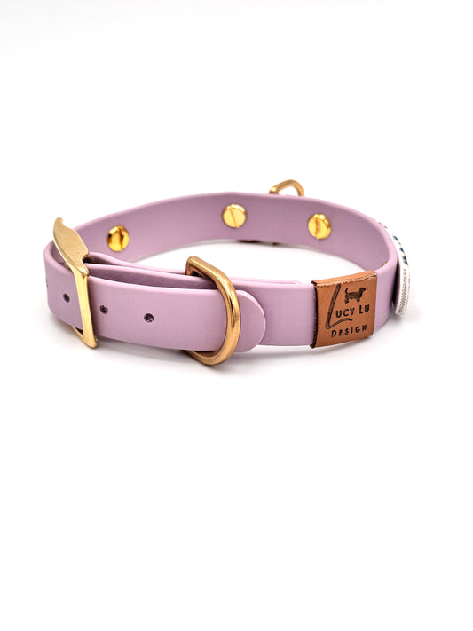 Hundehalsband, Leo-Look, Halsband, handgemacht, lila