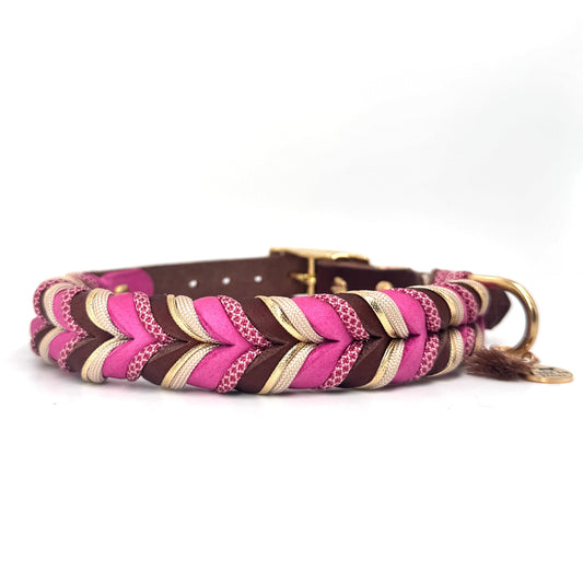 Stylisches Lederhalsband „Schocko-Berry“ handmade