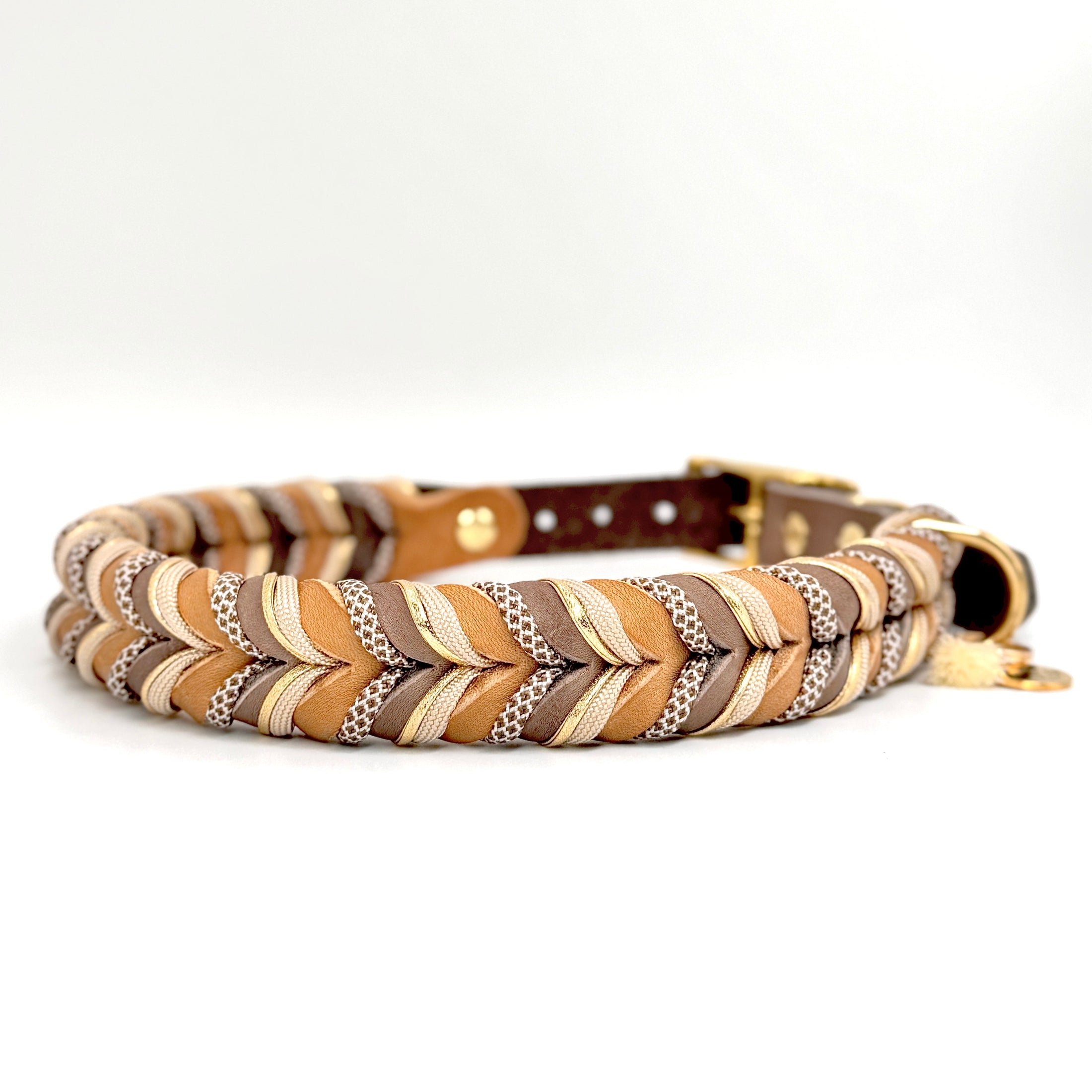 Stylisches Lederhalsband Toffee handmade
