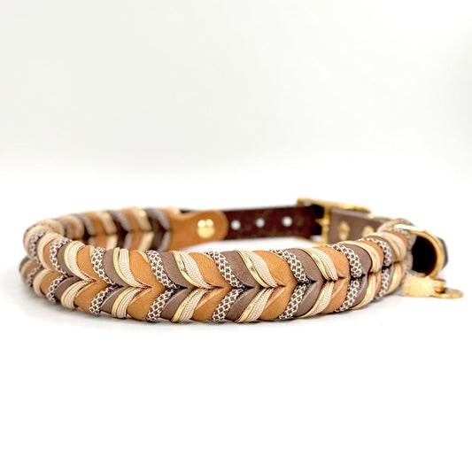 Stylisches Lederhalsband Toffee handmade