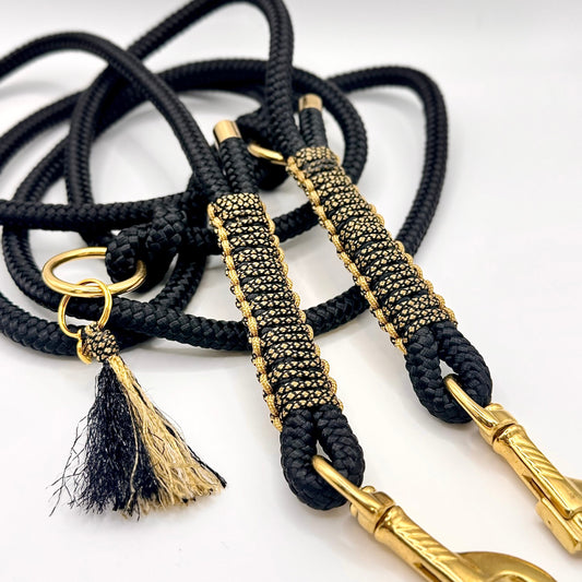 Tauhalsband Black & Gold mit beidseitigem Goldton