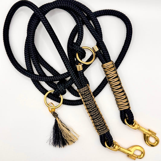 Tauhalsband Black & Gold mit beidseitigem Goldton