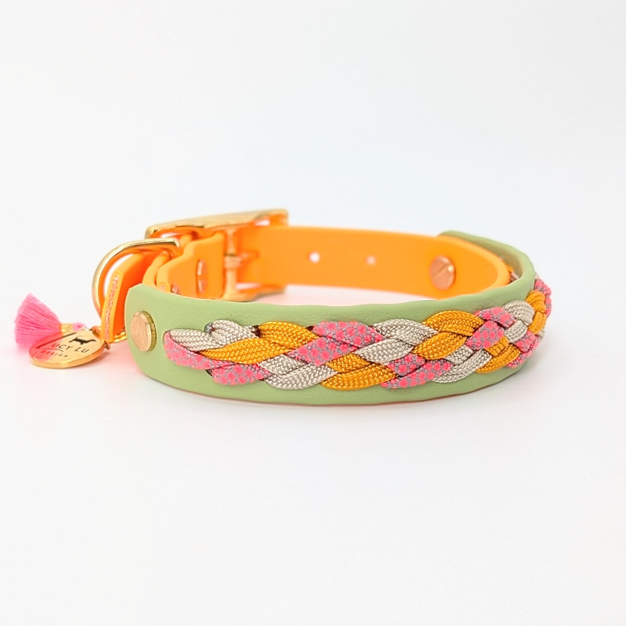 BioThane Hundehalsband, Hundehalsband geflochten, wasserfestes Hundehalsband, handgemachtes Hundehalsband, Calma Kollektion
