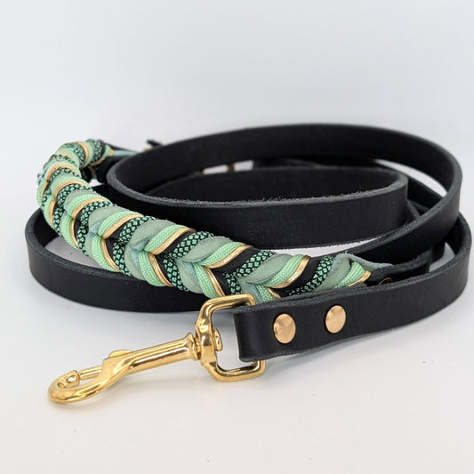 Lederleine Hugo in Schwarz & Mint – handgemacht von LucyLu Design®