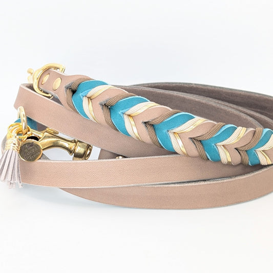 Handgefertigtes Grace-Halsband aus Leder, zweifarbig von LucyLu Design®