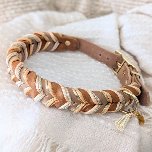Leder Hundehalsband Peanut aus Leder in natürlicher Farbwelt – handgemacht von LucyLu Design®