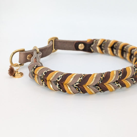 Handgefertigtes Grace-Halsband aus Leder, zweifarbig
