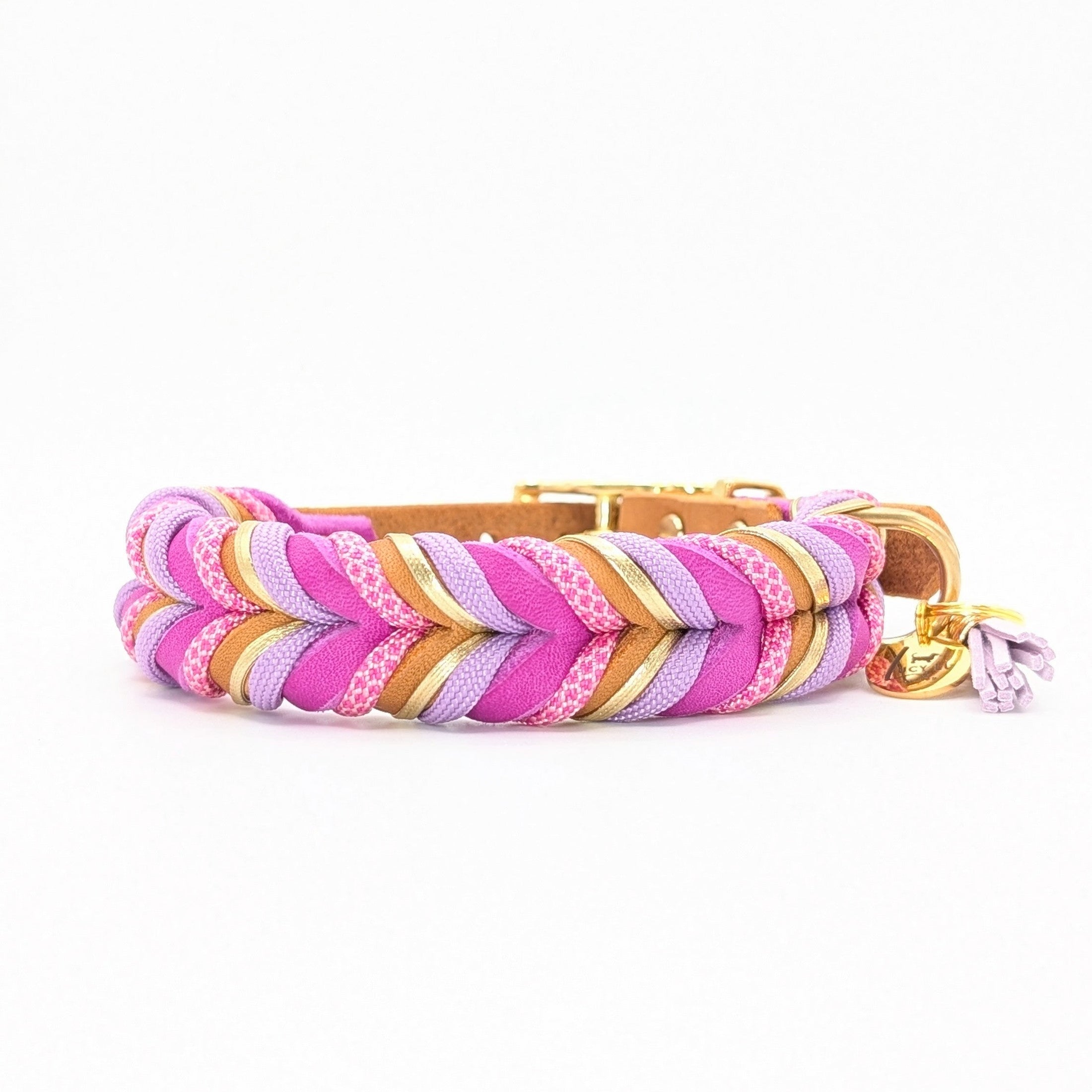 Leder Hundehalsband Sundown aus Leder in warmen Sommerfarben – handgemacht von LucyLu Design®