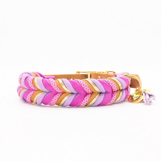 Leder Hundehalsband Sundown aus Leder in warmen Sommerfarben – handgemacht von LucyLu Design®