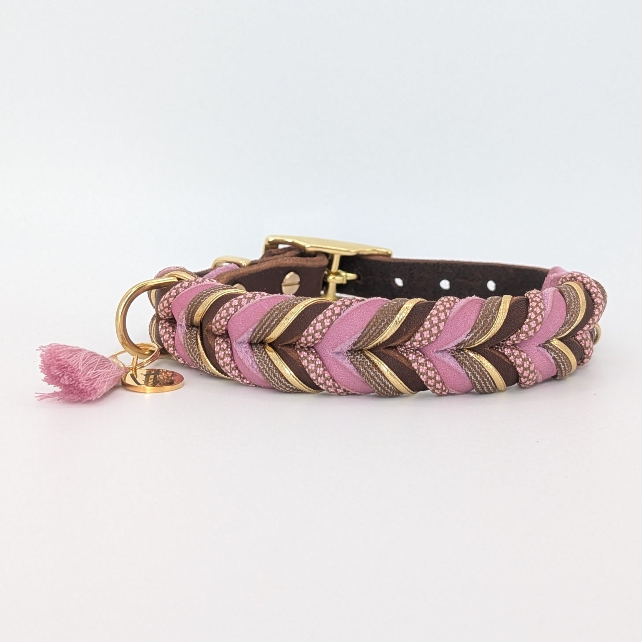 Lederhalsband Rosewood aus Leder & Paracord – handgemacht von LucyLu Design®