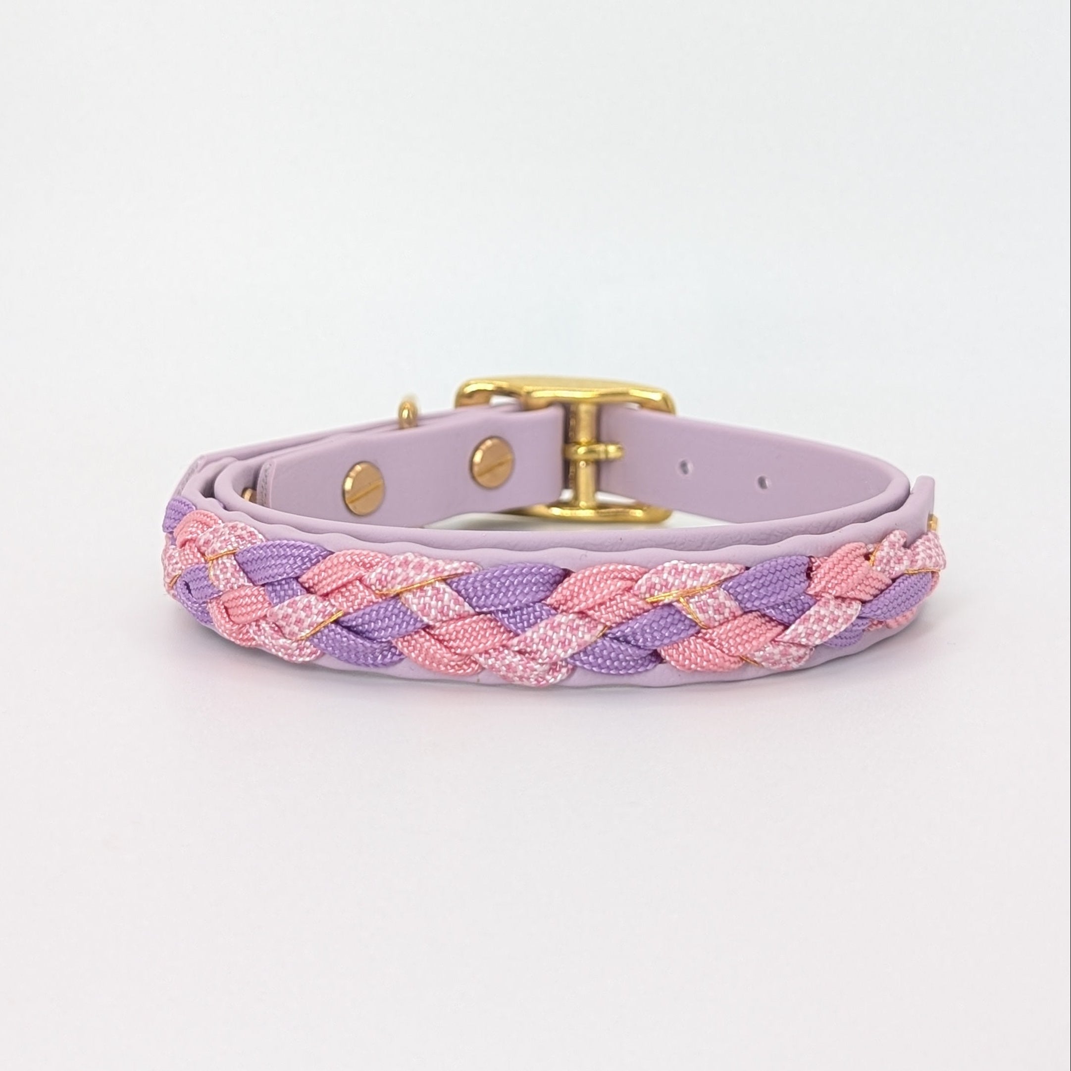 Calma Blush Hundehalsband mit geflochtenem Detail aus Paracord in Lila und Rosa
