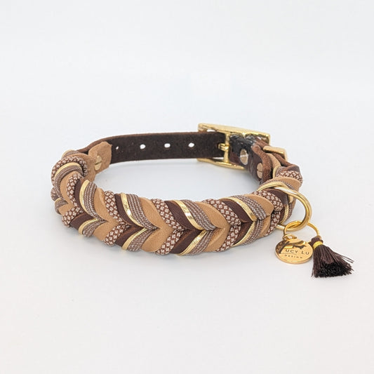Set Nougat – Lederhalsband & Lederleine in Braun & Camel von LucyLu Design®
