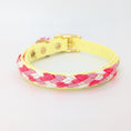 Bild in Galerie-Betrachter laden, Calma Candy Cream Hundehalsband aus geflochtenem Paracord in sanfter Farbkombination, handgemacht und passend zur Calma Leine Candy Cream.
