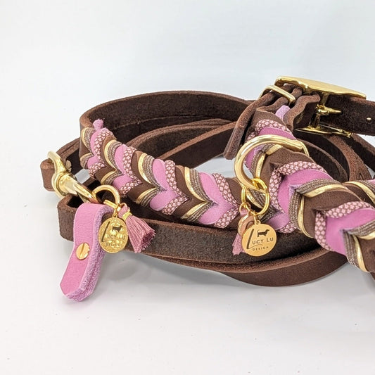 Lederleine Rosewood aus Leder & Paracord – handgemacht von LucyLu Design®