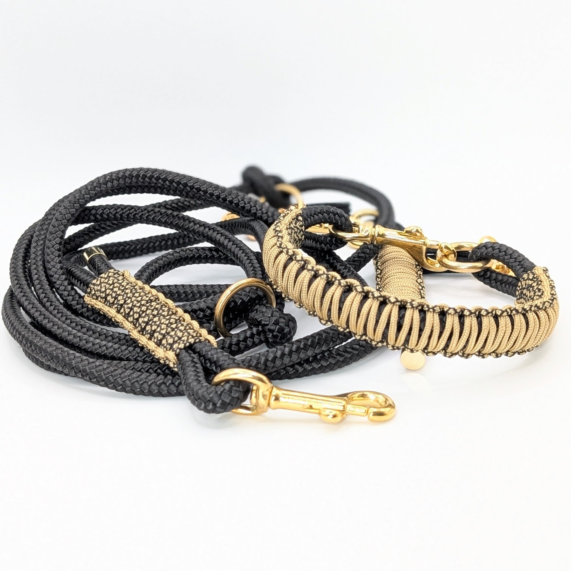 Tauhalsband Black & Gold mit beidseitigem Goldton