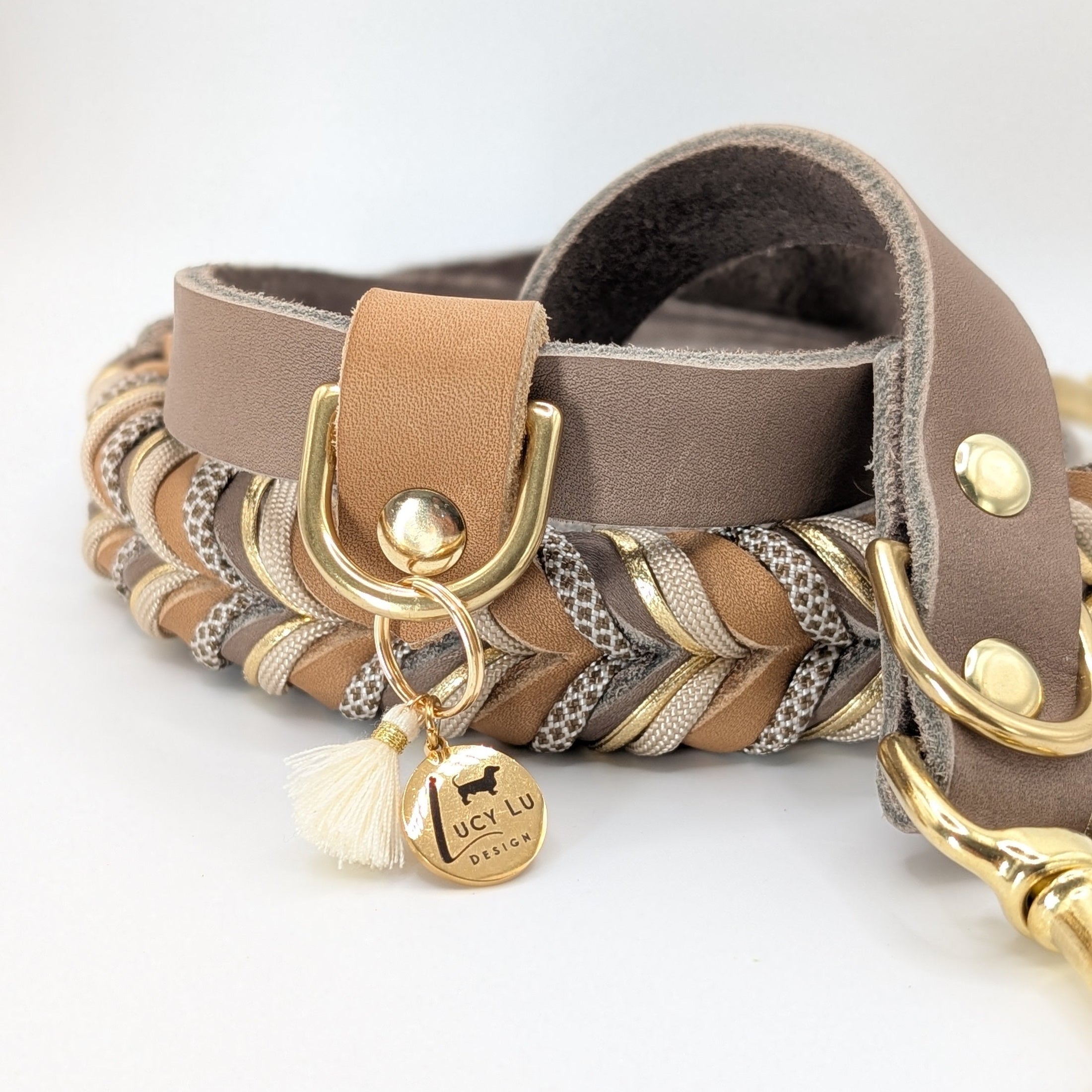 Detail Leine Toffee mit verstellbarem D-Ring