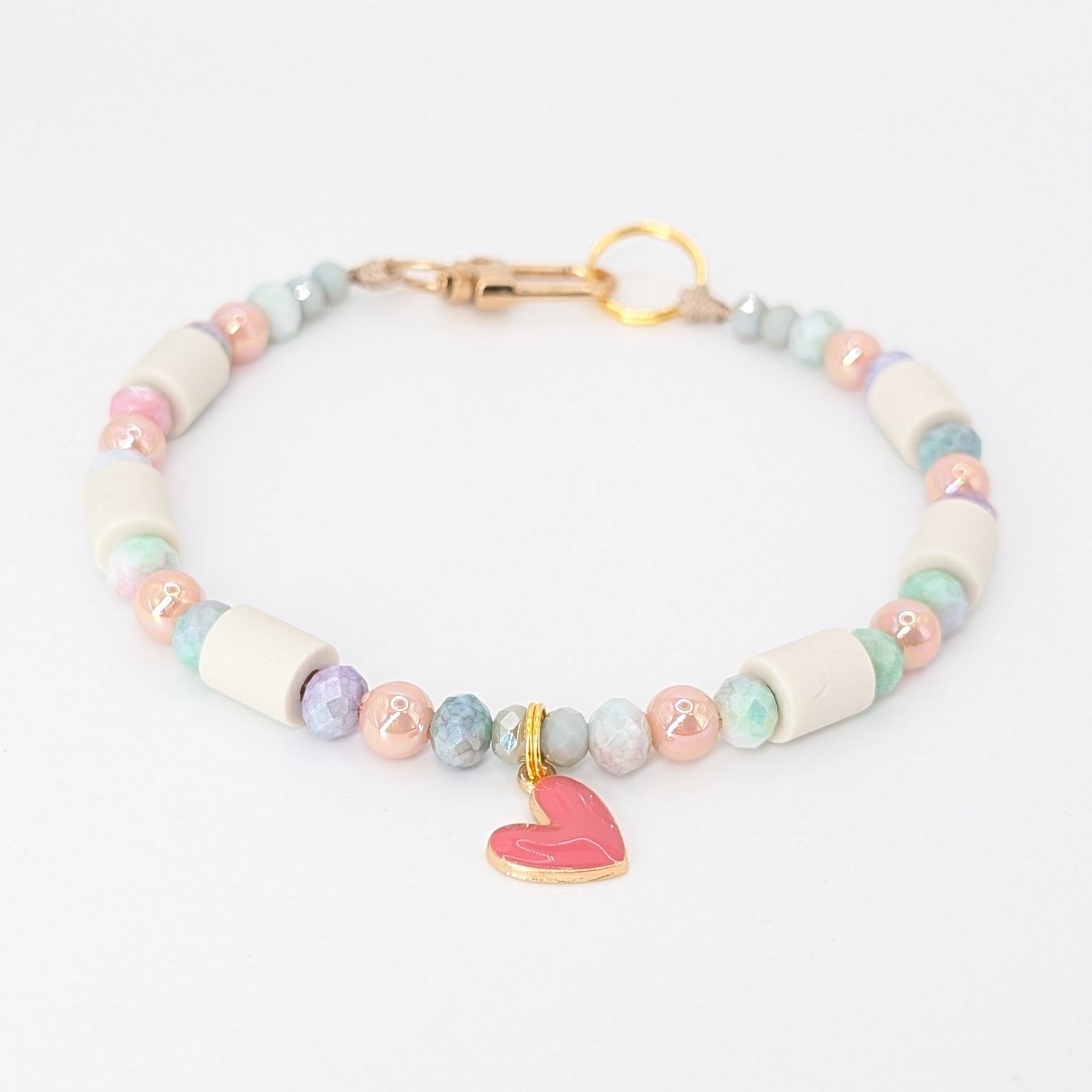 EM-Kette aus Facettenperlen mit Herzanhänger zum Valentinstag