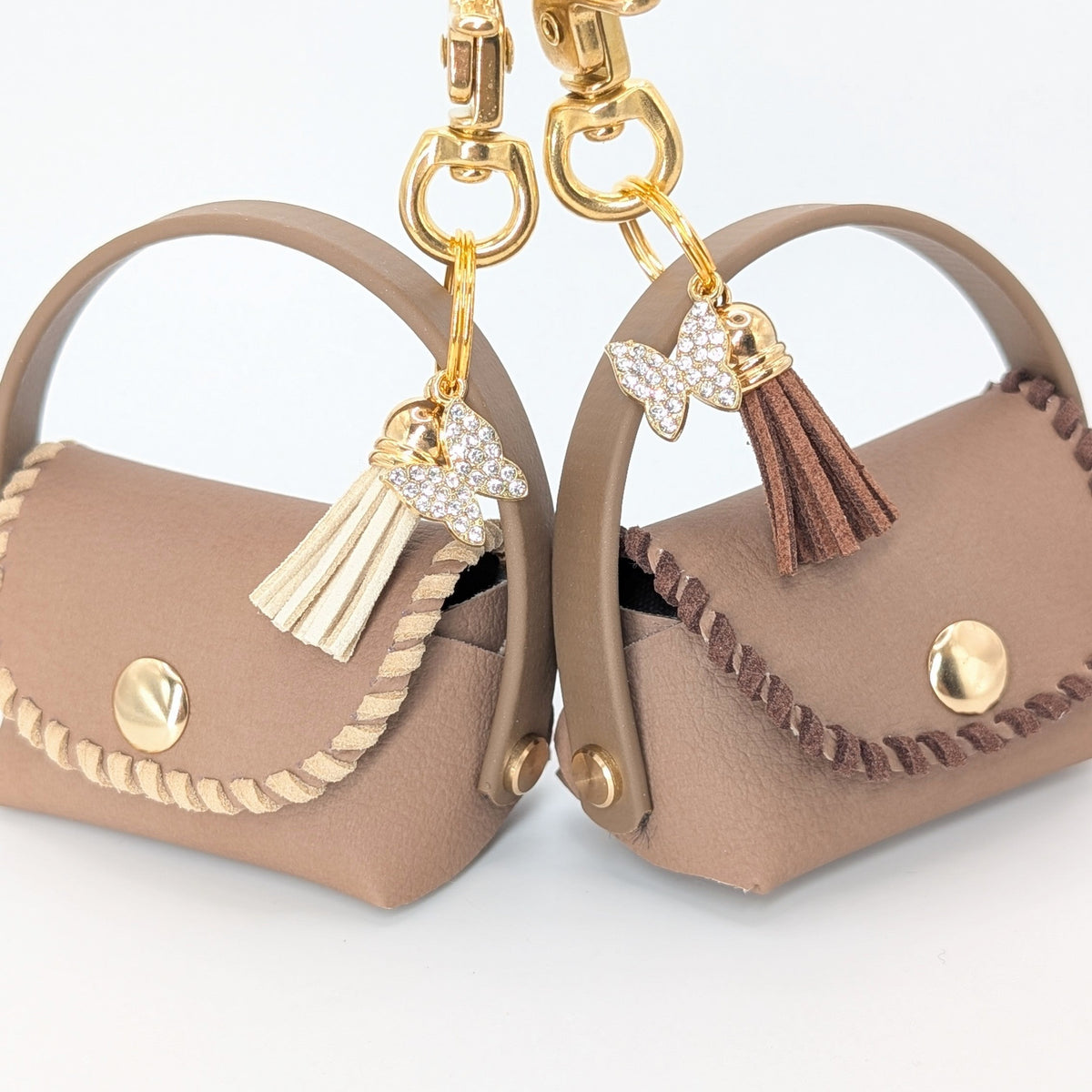 Poki Kotbeutelspender Nougat mit beigen Eco-Leder 