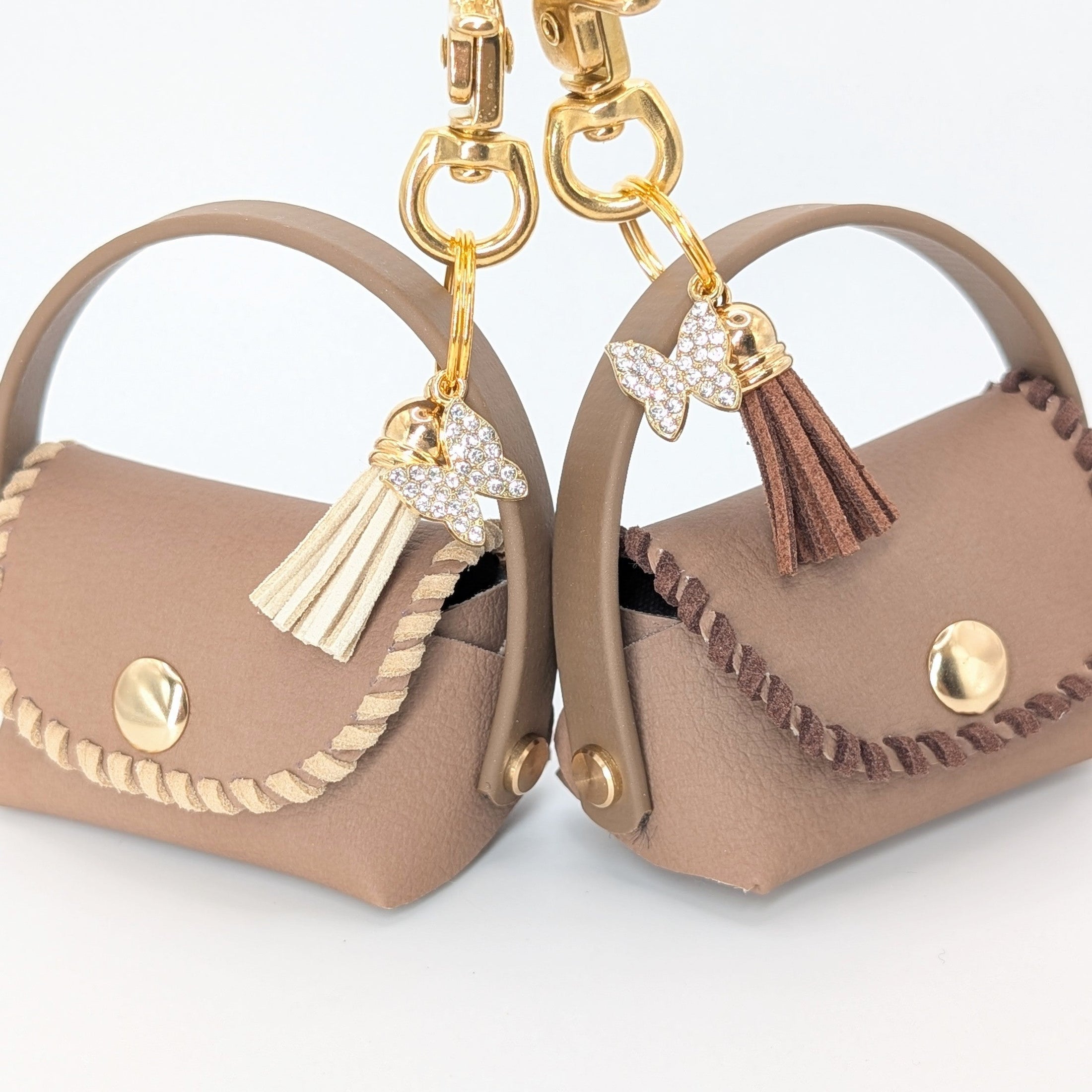 Poki Kotbeutelspender Nougat mit beigen Eco-Leder 