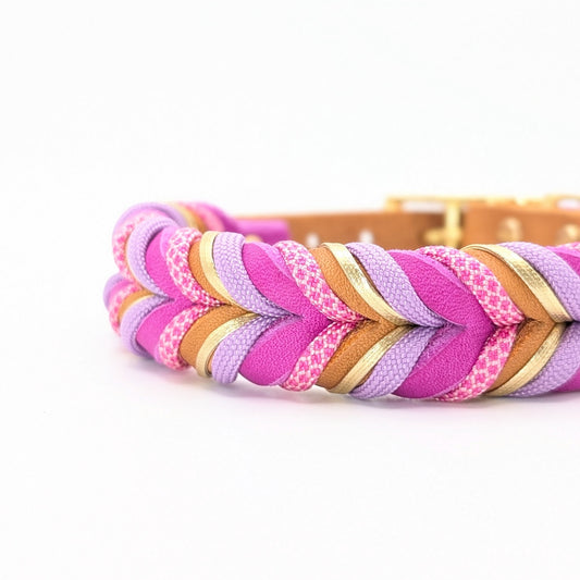 Leder Hundehalsband Sundown aus Leder in warmen Sommerfarben – handgemacht von LucyLu Design®