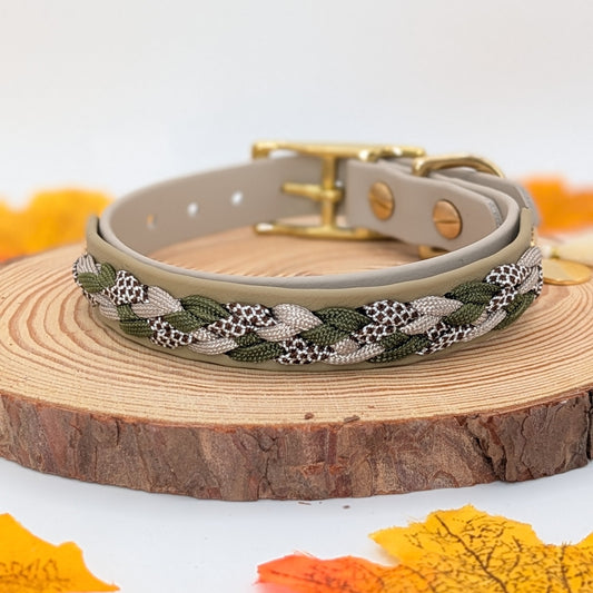Calma Muddy Forest – geflochtenes Hundehalsband, Autumn Leaf Kollektion