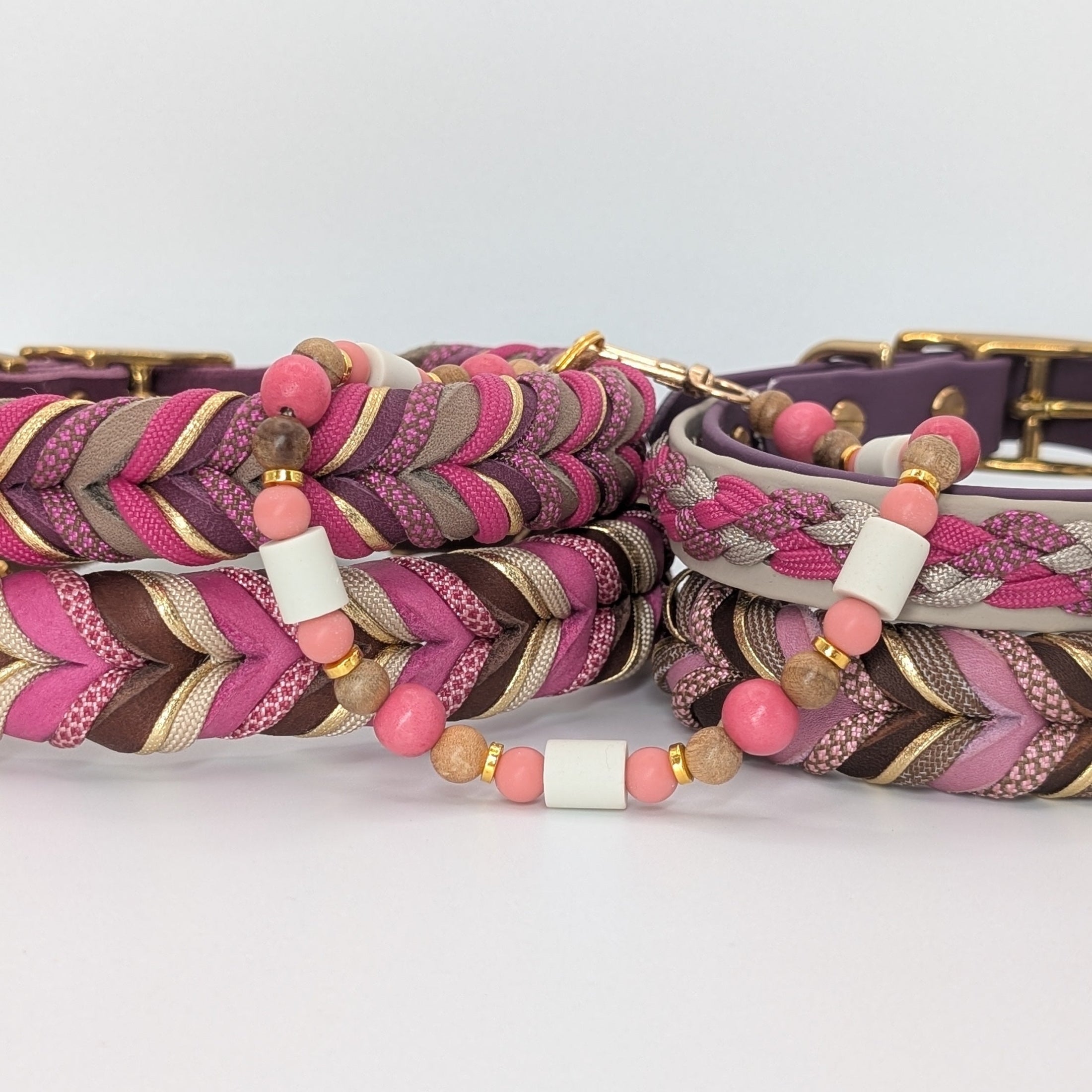 EM-Kette Rosewood – natürlicher Zeckenschutz für Hunde, handgefertigt