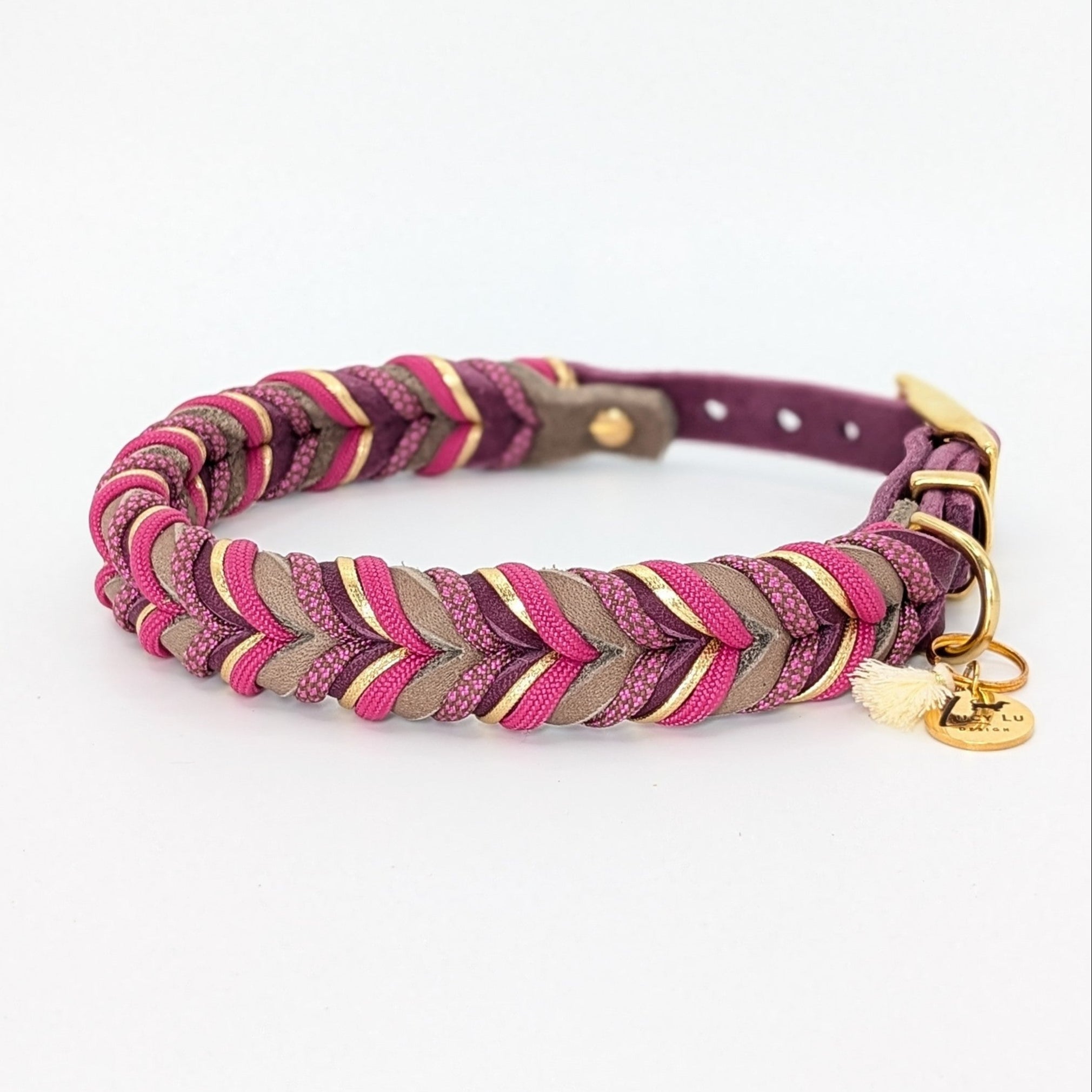 Handgemachtes Lederhalsband Autumn Berry – robust & stilvoll