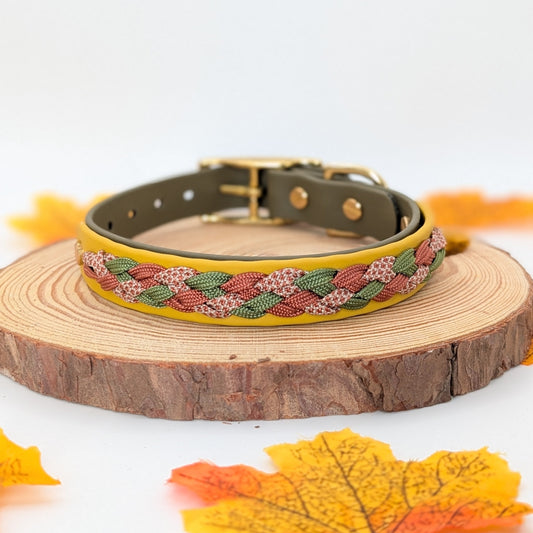 Calma Autumn Leaf – geflochtenes Hundehalsband, Autumn Leaf Kollektion