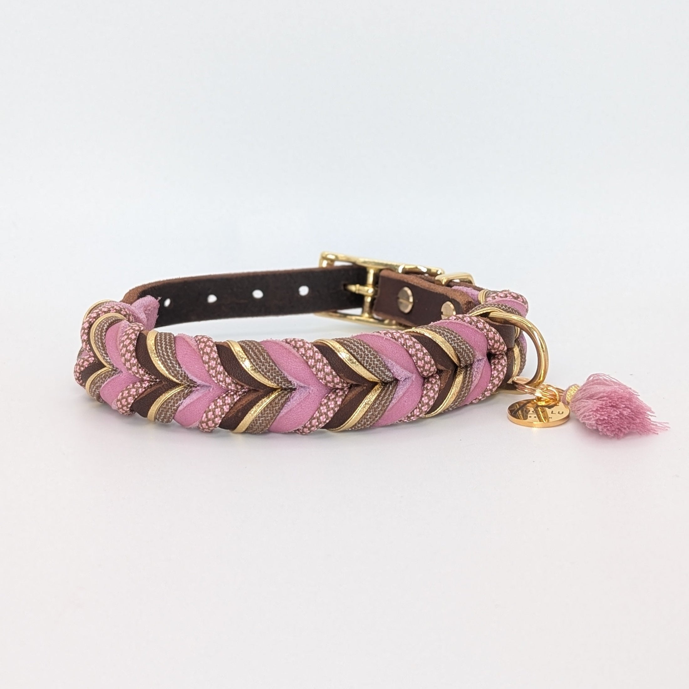 Lederhalsband Rosewood aus Leder & Paracord – handgemacht von LucyLu Design®
