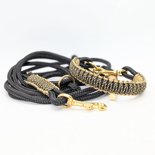 Tauhalsband Black & Gold mit beidseitigem Goldton