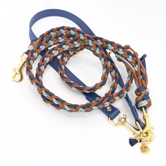 Calma Blue Oak – geflochtene Leine mit BioThane®-Kurzführer, Autumn Leaf Kollektion