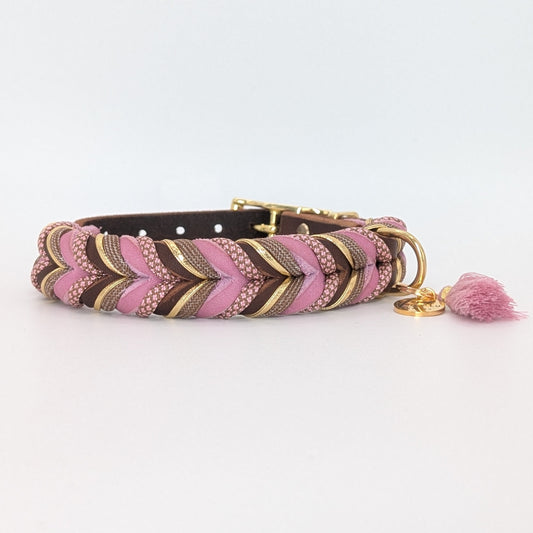 Lederhalsband Rosewood aus Leder & Paracord – handgemacht von LucyLu Design®