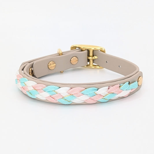 Calma Silk Hundehalsband mit geflochtenem Detail aus Paracord, handgemacht