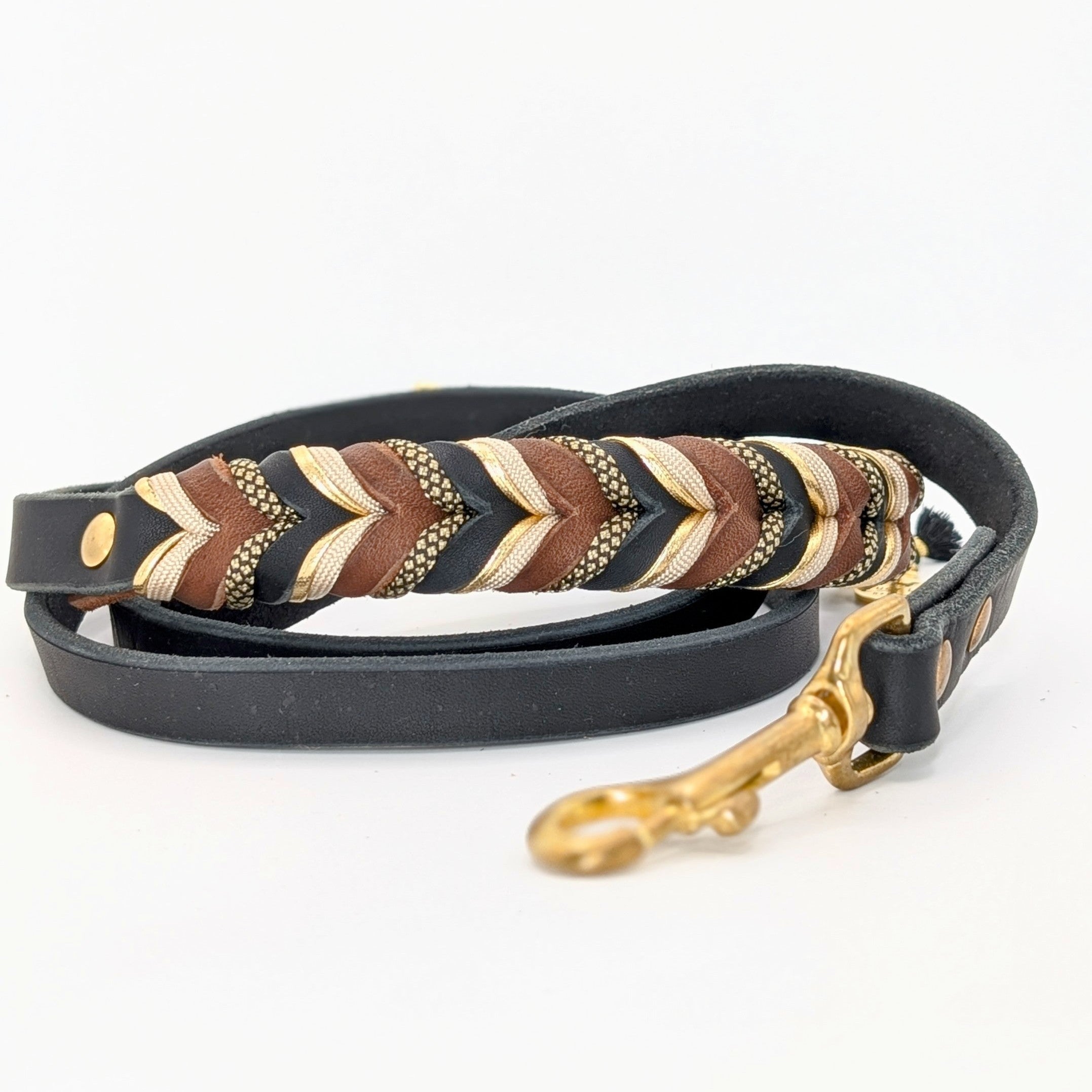 Lederleine Toni – verstellbare Lederleine in Naturtönen von LucyLu Design®