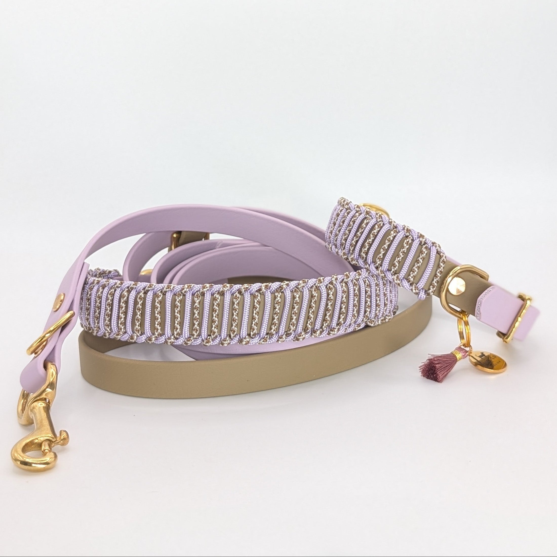Hundeleine, Hundehalsband, Set Flieder aus BioThae