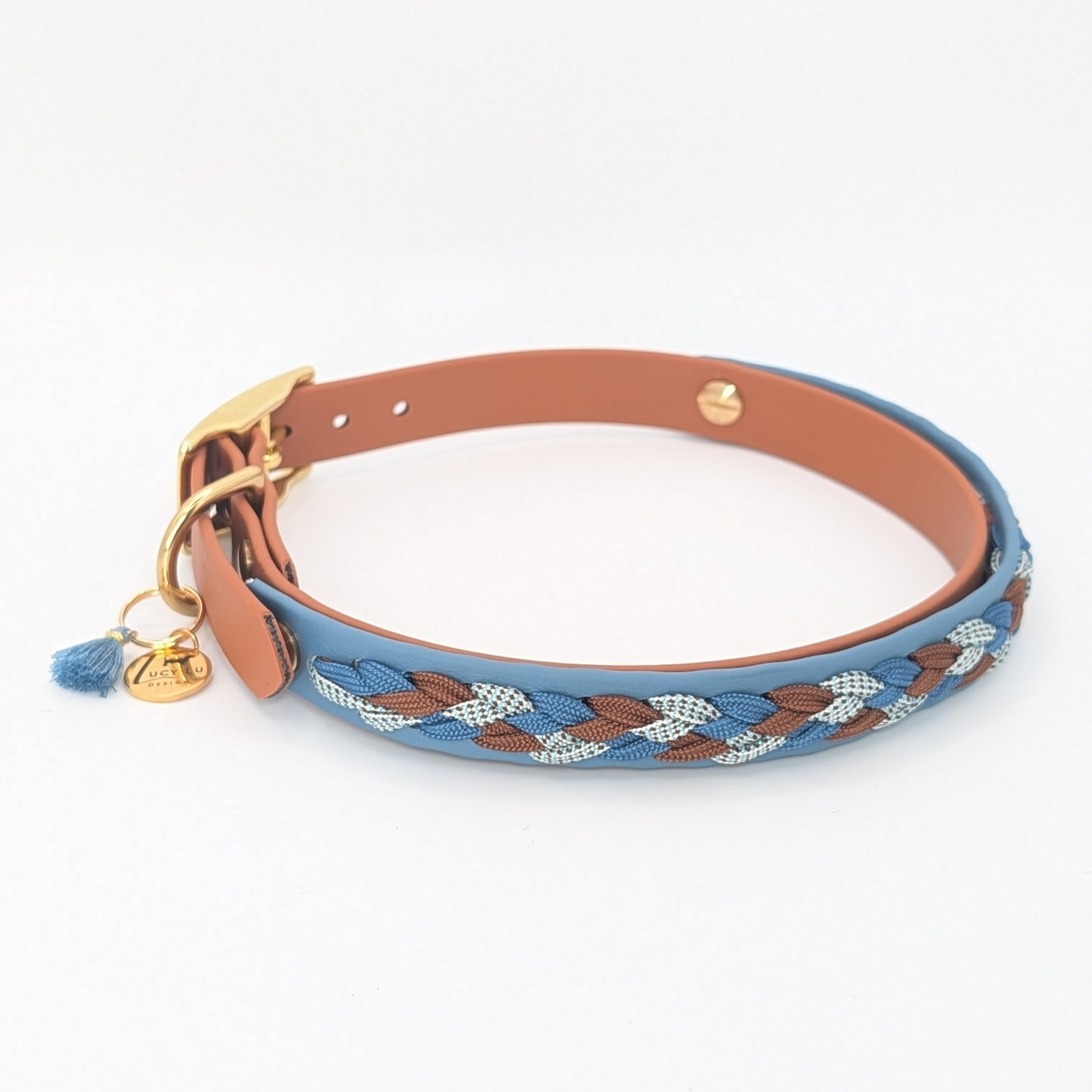 Calma Petrol – Hundehalsband mit geflochtenem Detail aus Paracord, handgemacht, Calma Kollektion