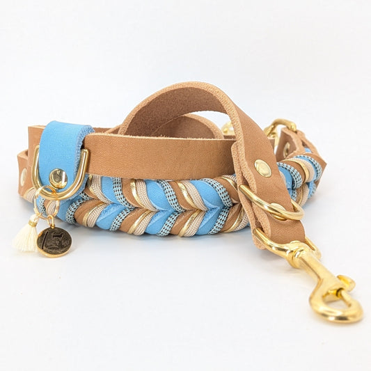 Stylische Leder-Paracord Leine „Ocean Dust“ handmade